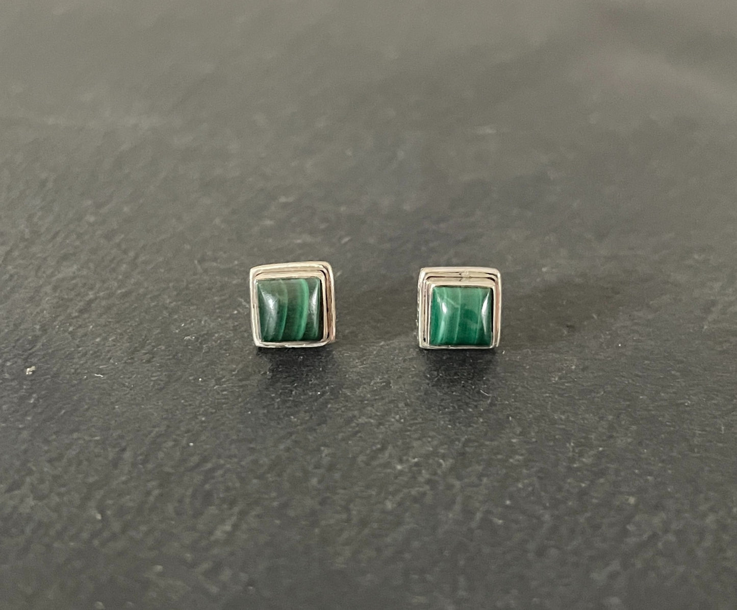 Malachite Square Stud Earrings image 0