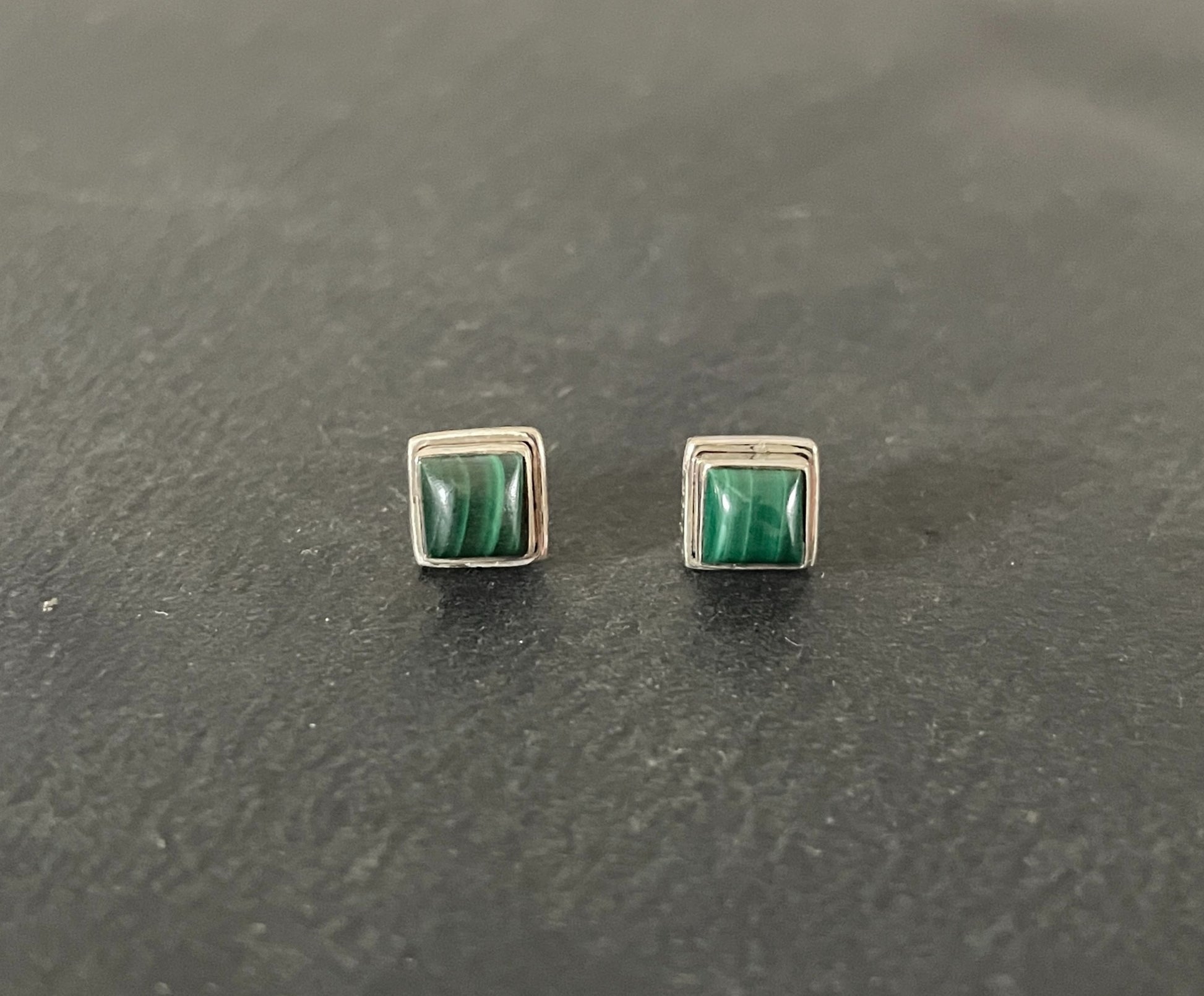 Malachite Square Stud Earrings image 0