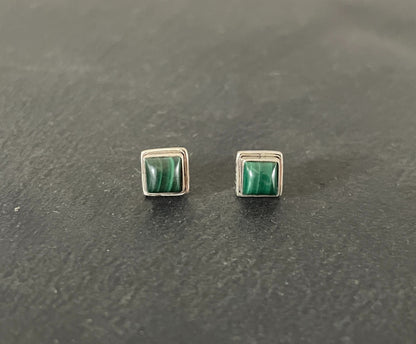 Malachite Square Stud Earrings image 0