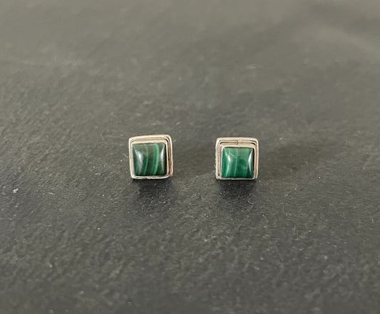 Malachite Square Stud Earrings image 0