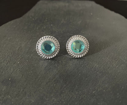 Round Blue Cufflinks image 0