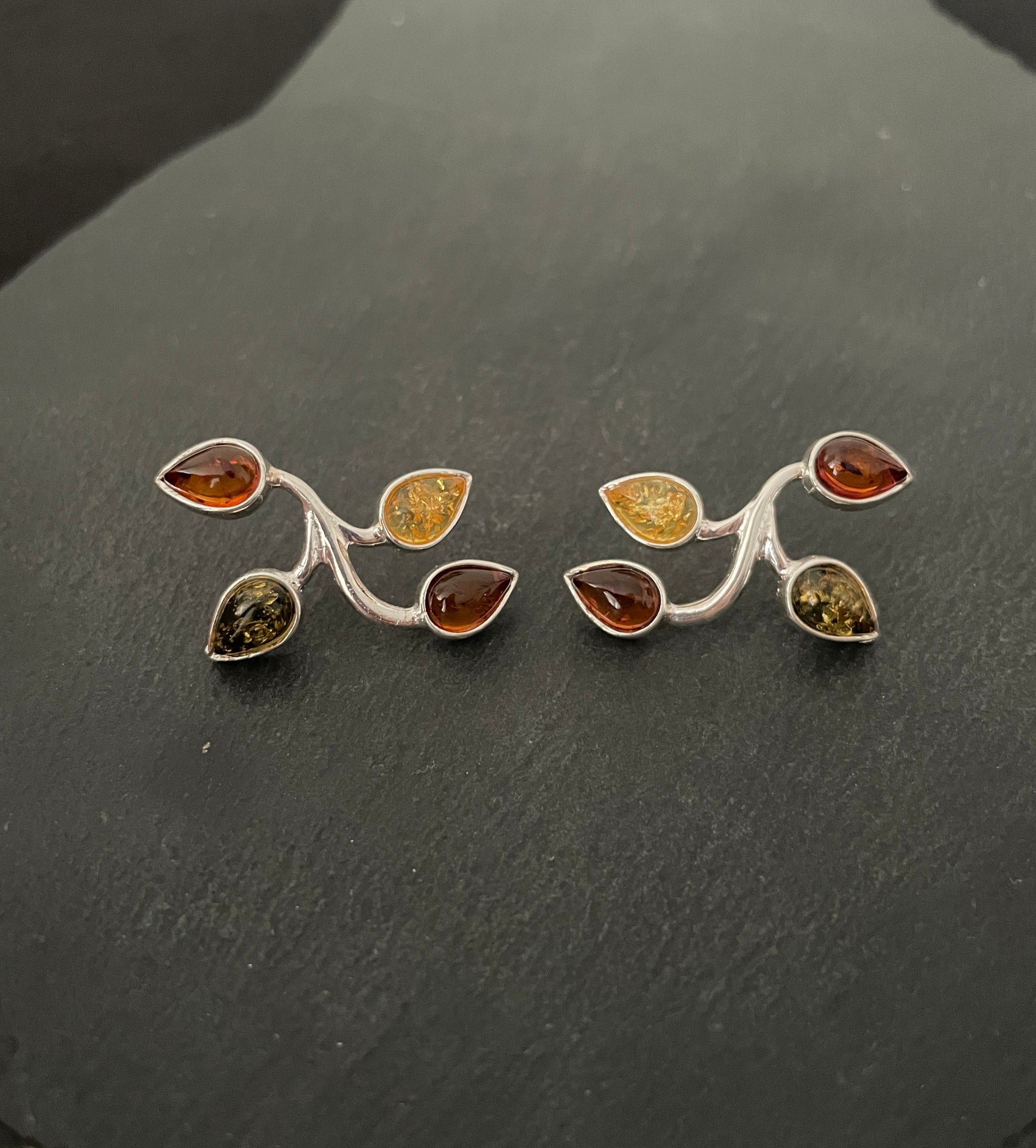 Large Amber Stud Earrings image 0