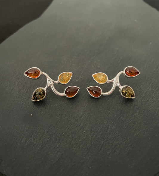 Large Amber Stud Earrings image 0