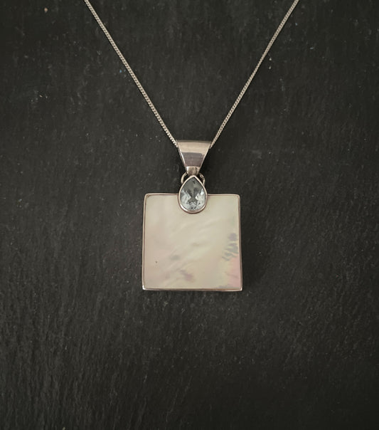 Blue Topaz and Mother of Pearl Pendant image 0