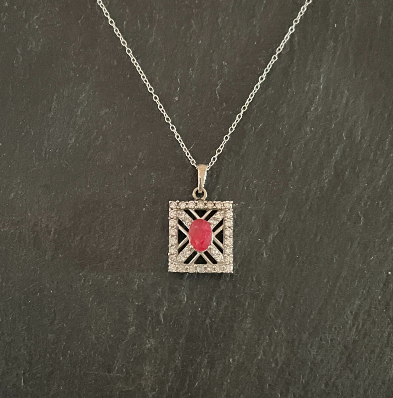 Ruby and Cubic Zirconia Pendant image 0