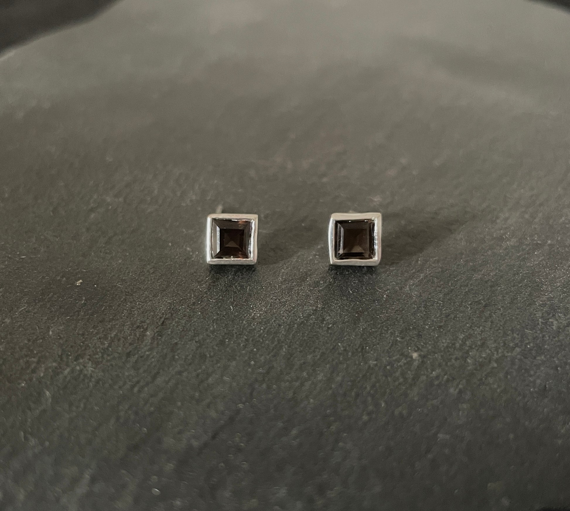 Smokey Quartz Square Studs image 0