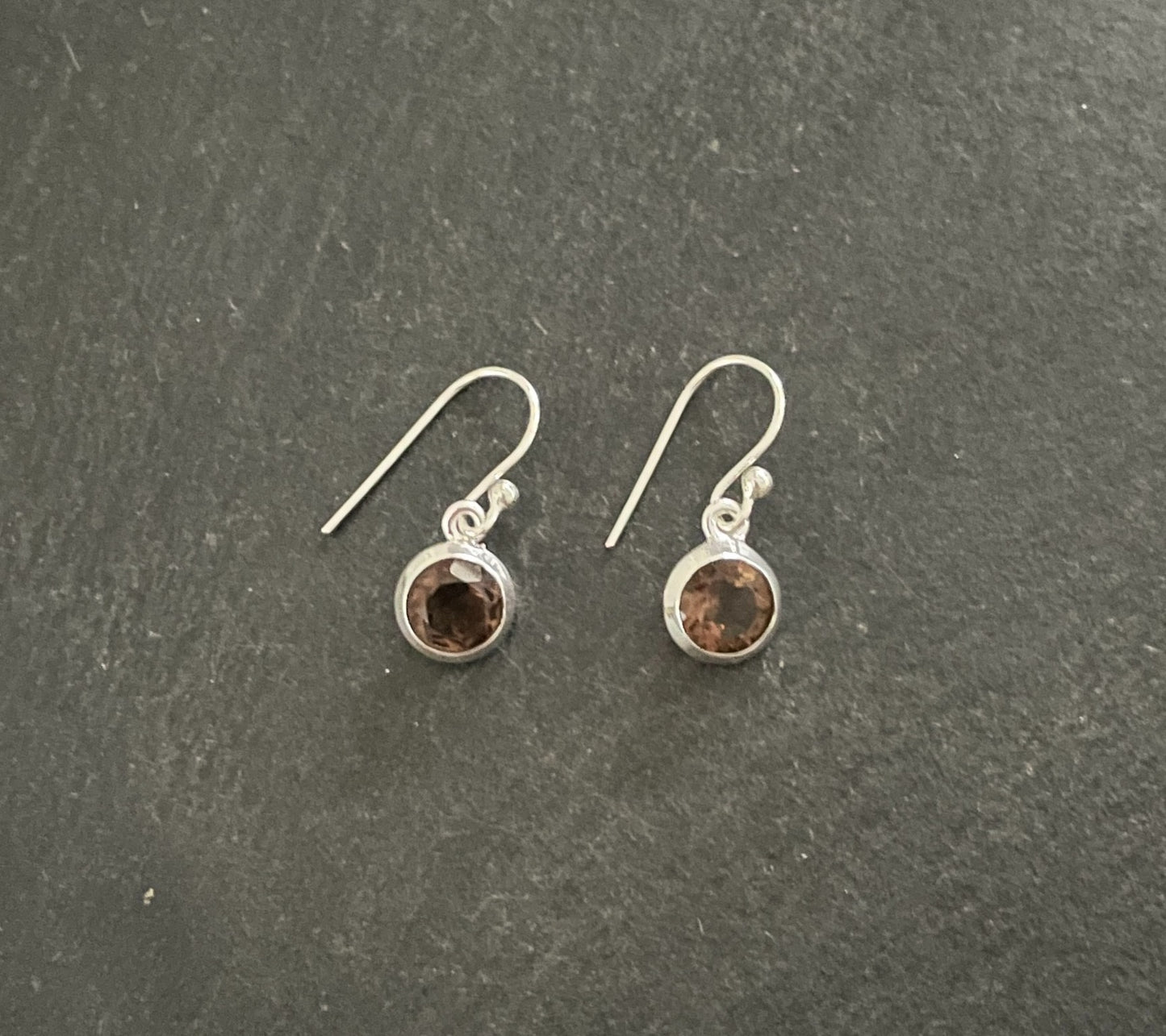 Smokey Quartz Round Drop Earrings image 0