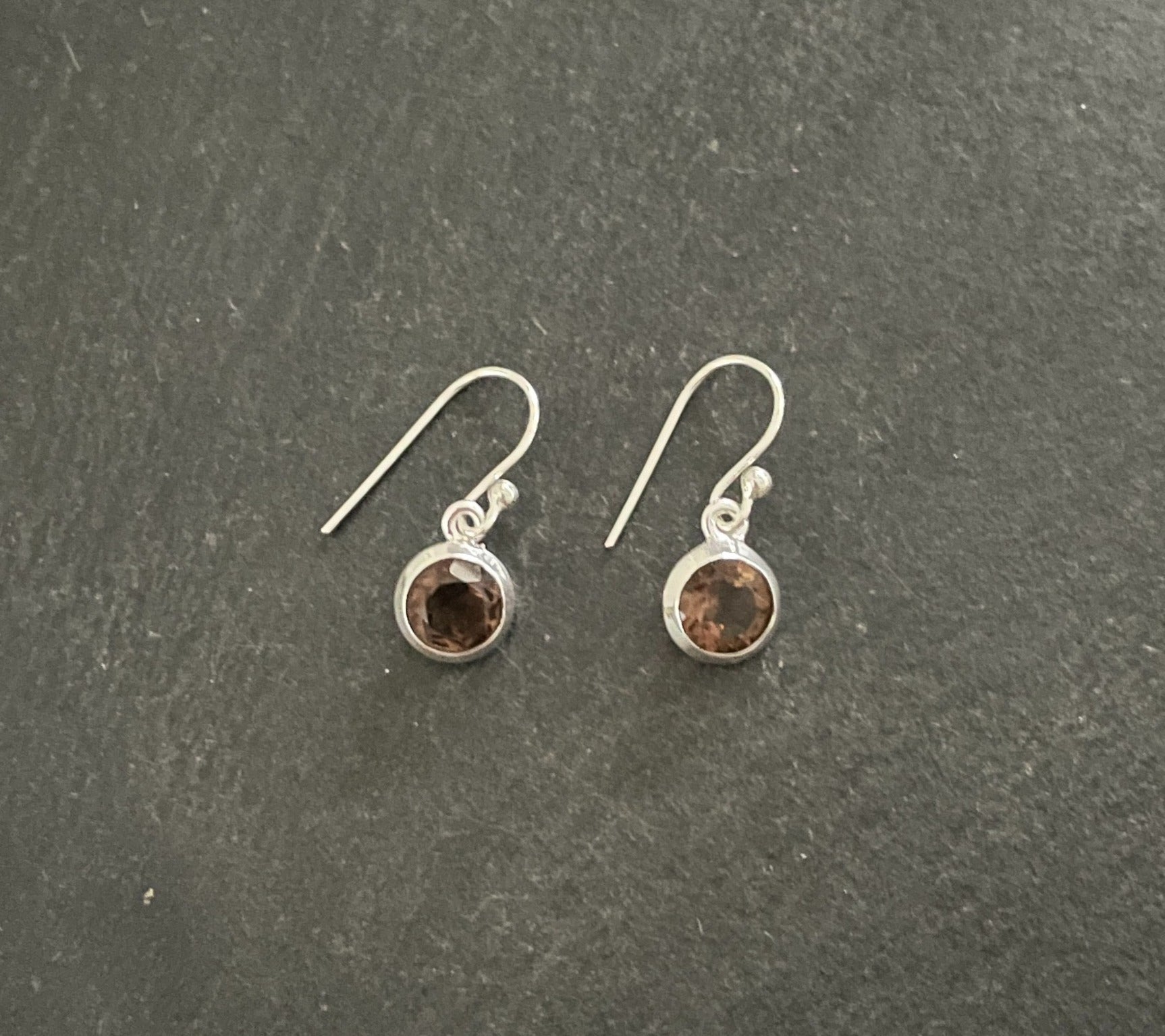 Smokey Quartz Round Drop Earrings image 0