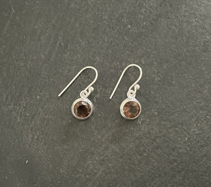 Smokey Quartz Round Drop Earrings image 0