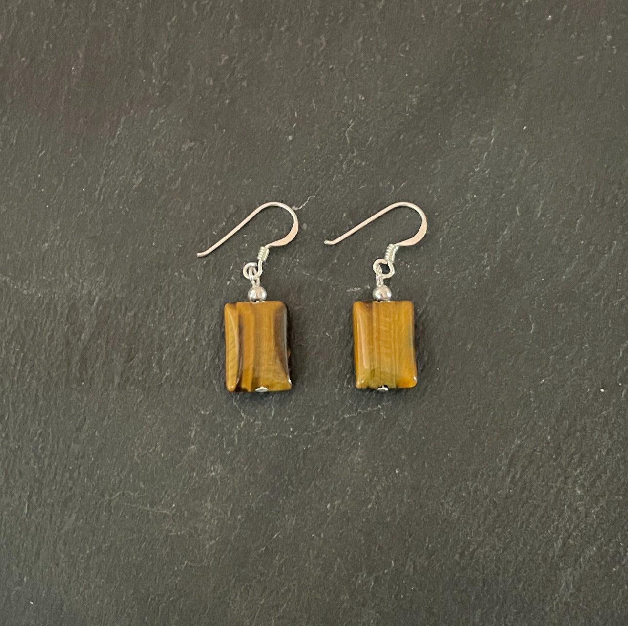 Tiger's Eye Rectangle Drop Earrings image 0