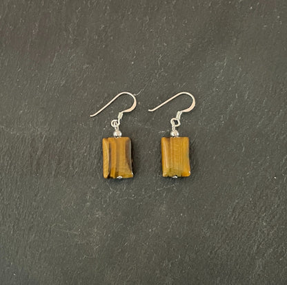 Tiger's Eye Rectangle Drop Earrings image 0