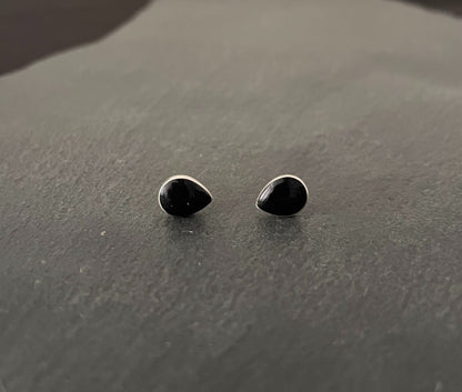 Black Onyx Teardrop Stud Earrings image 0