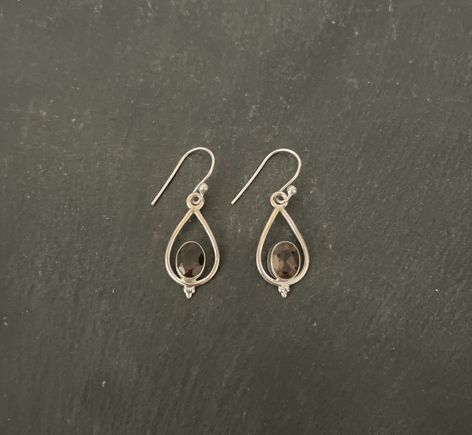 Smokey Quartz and Silver Teardrop Earrings image 0