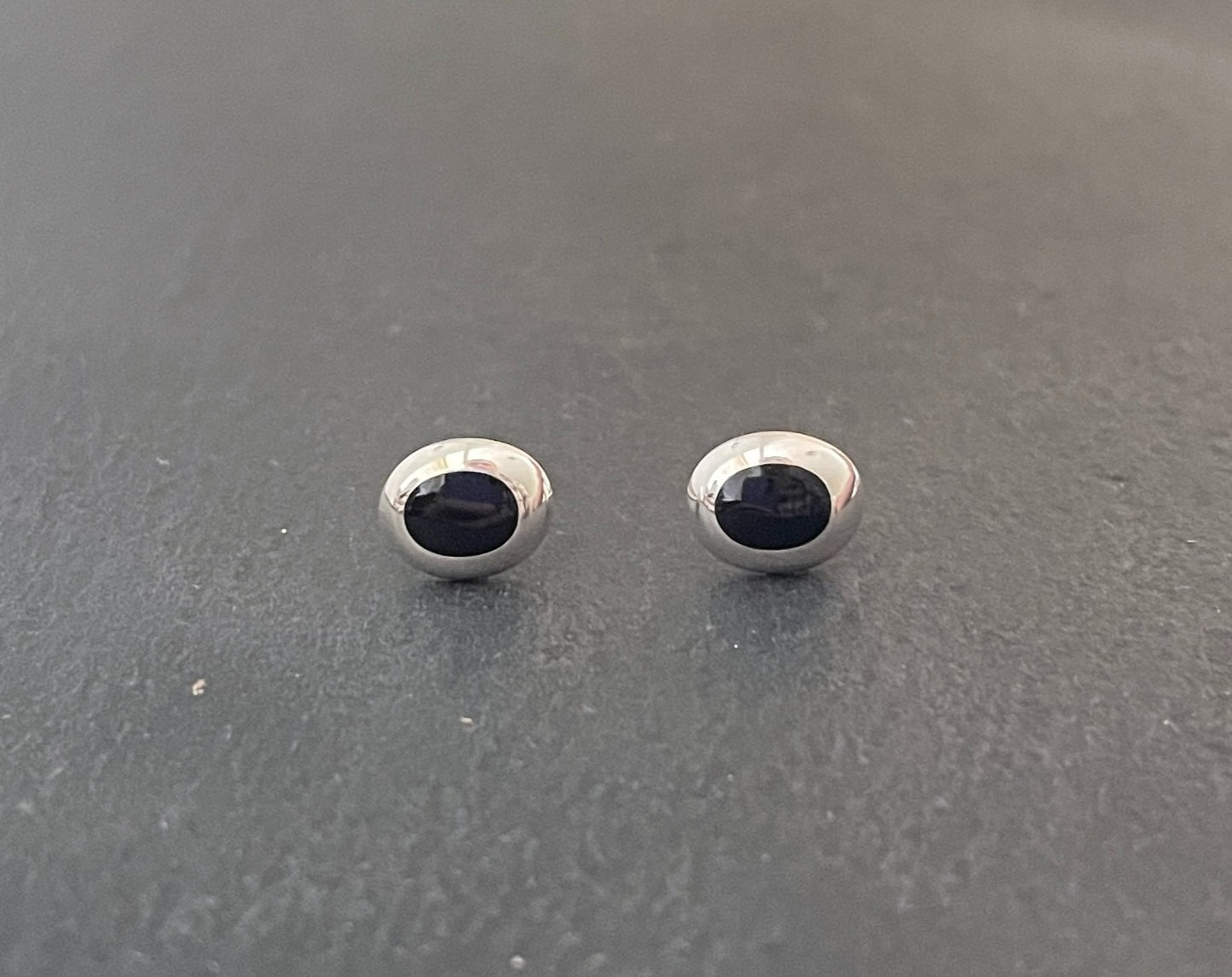 Black Onyx Oval Stud Earrings image 0