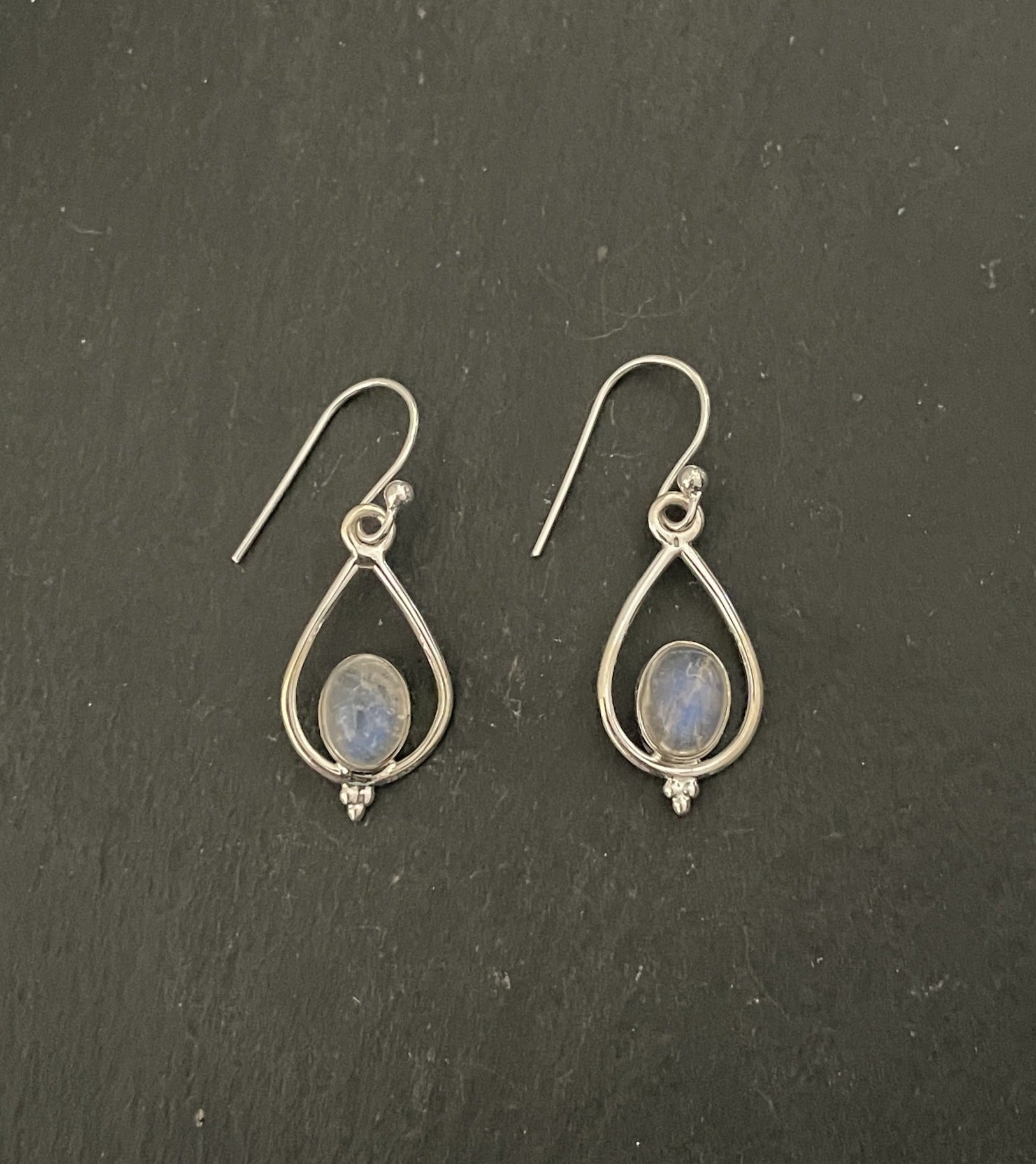 Moonstone and Silver Teardrop Earrings image 0