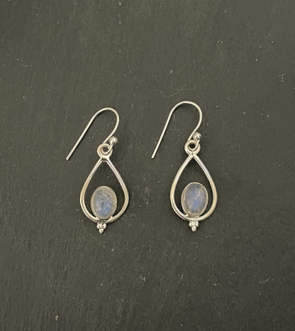 Moonstone and Silver Teardrop Earrings image 0