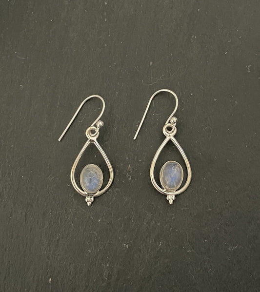Moonstone and Silver Teardrop Earrings image 0