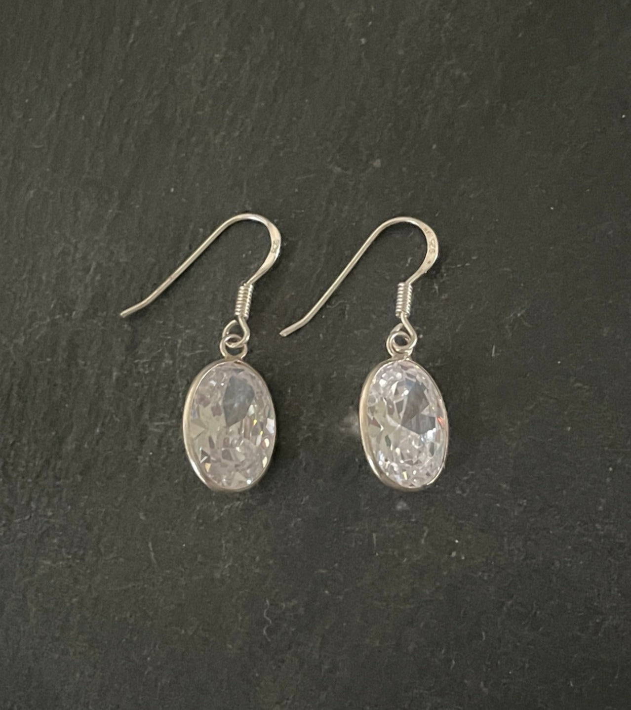 Cubic Zirconia Oval Drop Earrings image 0