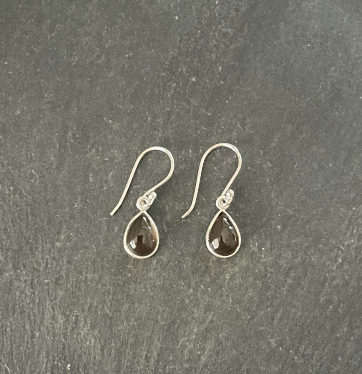 Teardrop Smokey Quartz and Silver Earrings image 0