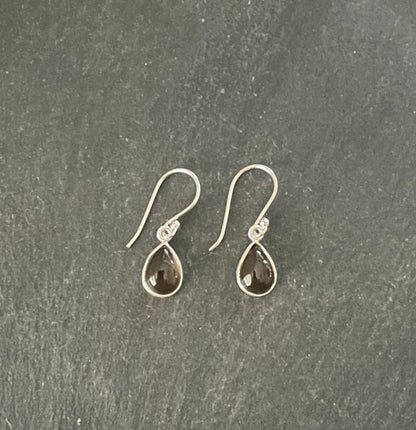 Teardrop Smokey Quartz and Silver Earrings image 0