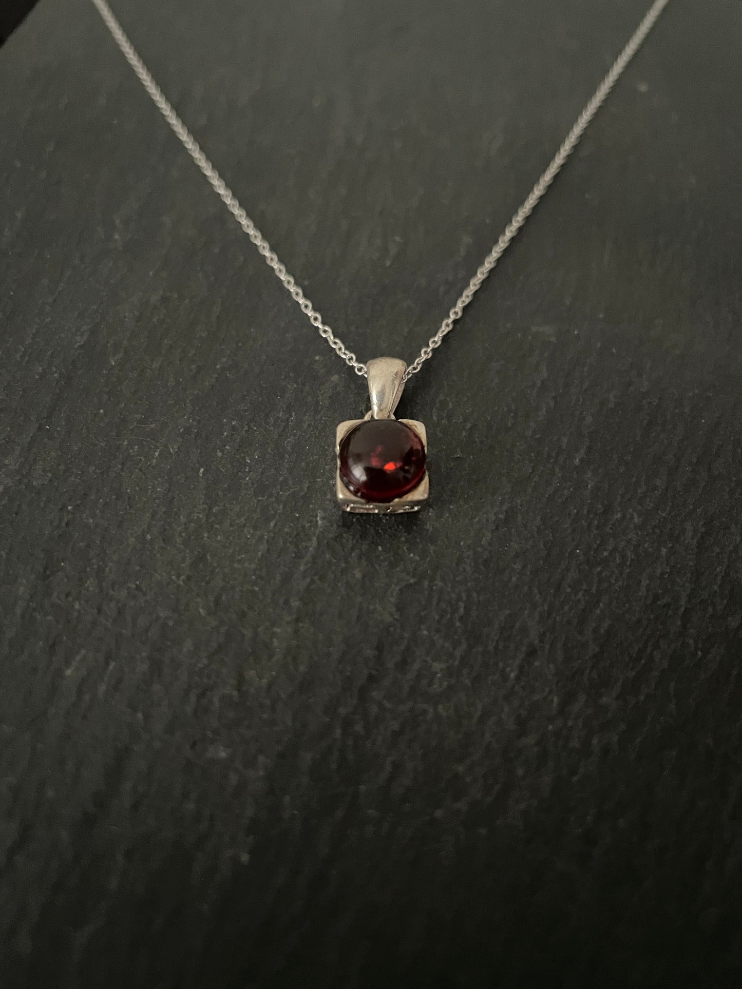 Amber and Silver Square Pendant image 1