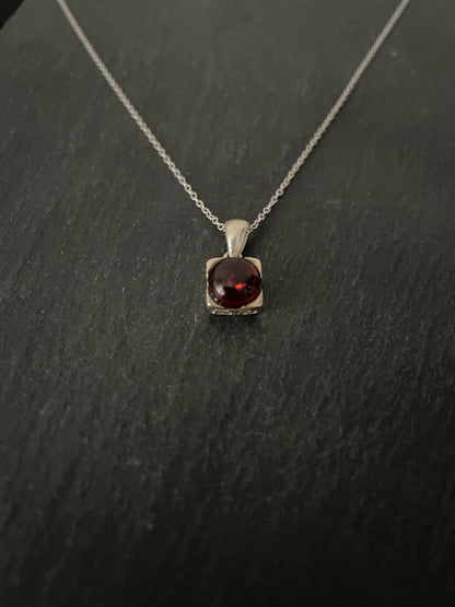 Amber and Silver Square Pendant image 1