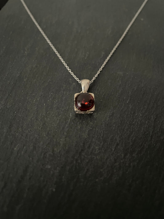 Amber and Silver Square Pendant image 1