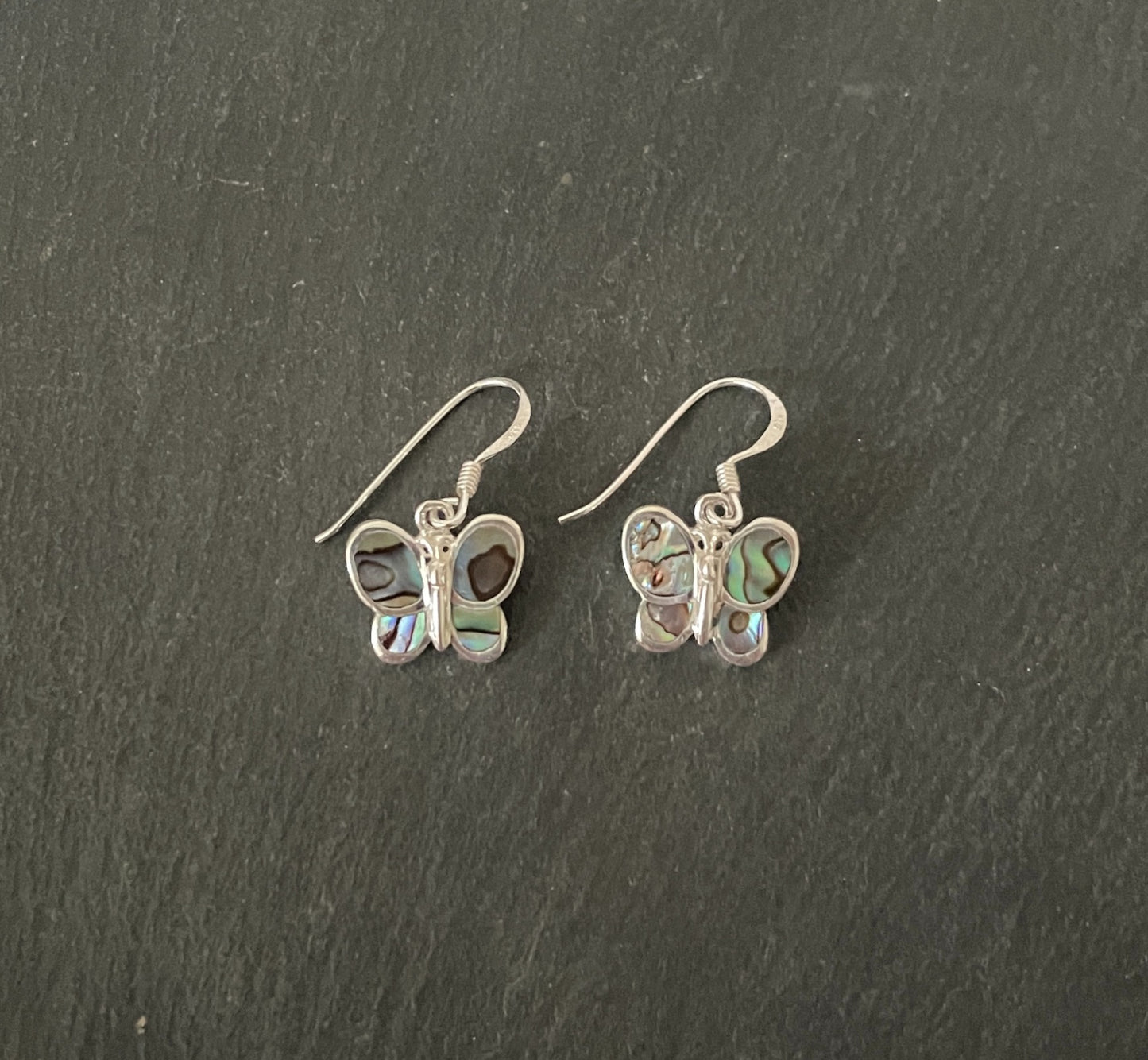 Paua Shell and Silver Butterfly Earrings image 0