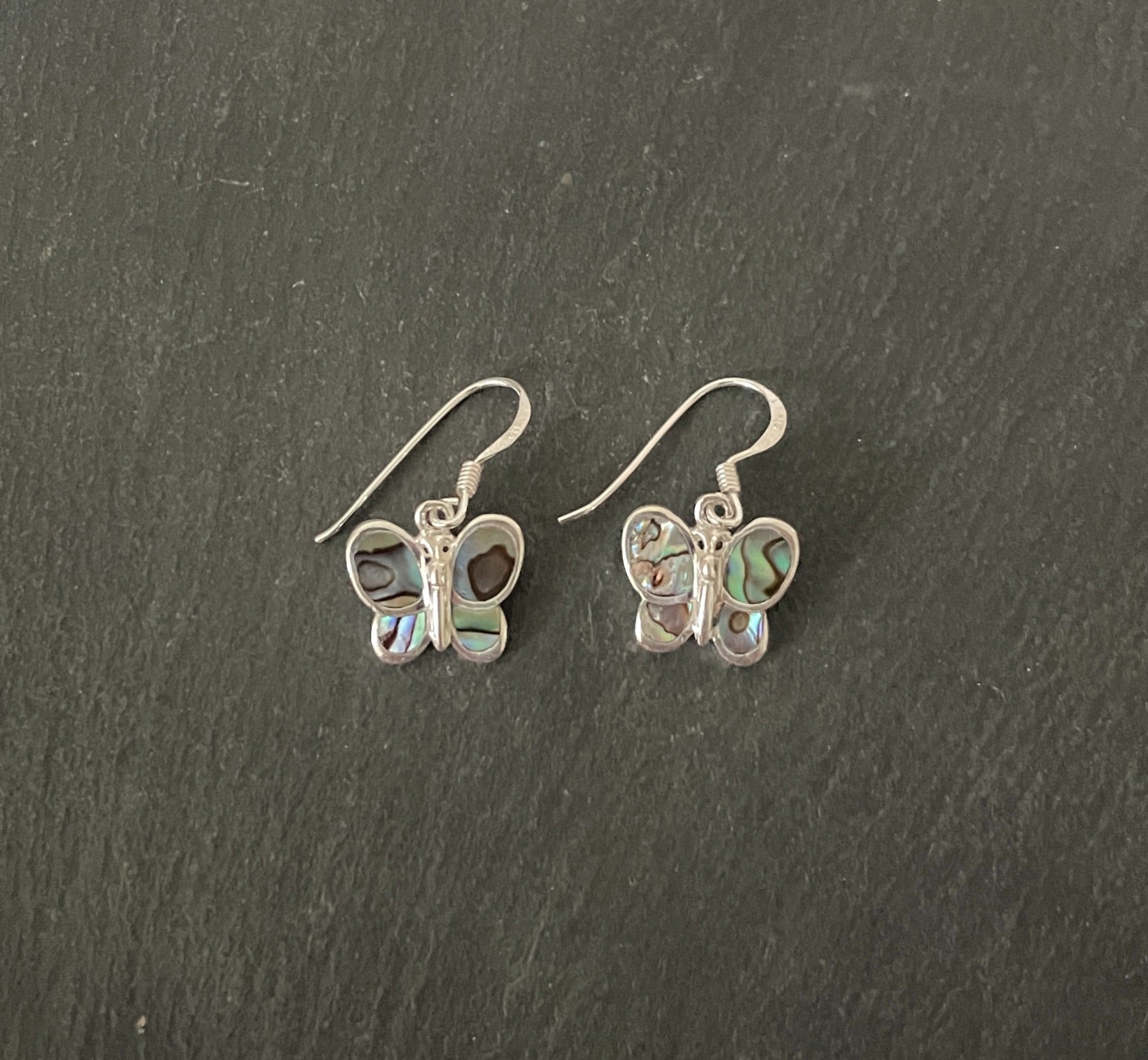 Paua Shell and Silver Butterfly Earrings image 0