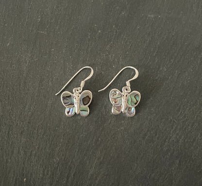 Paua Shell and Silver Butterfly Earrings image 0