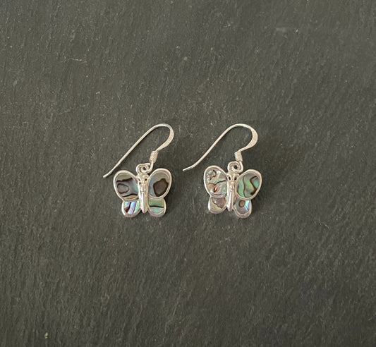 Paua Shell and Silver Butterfly Earrings image 0