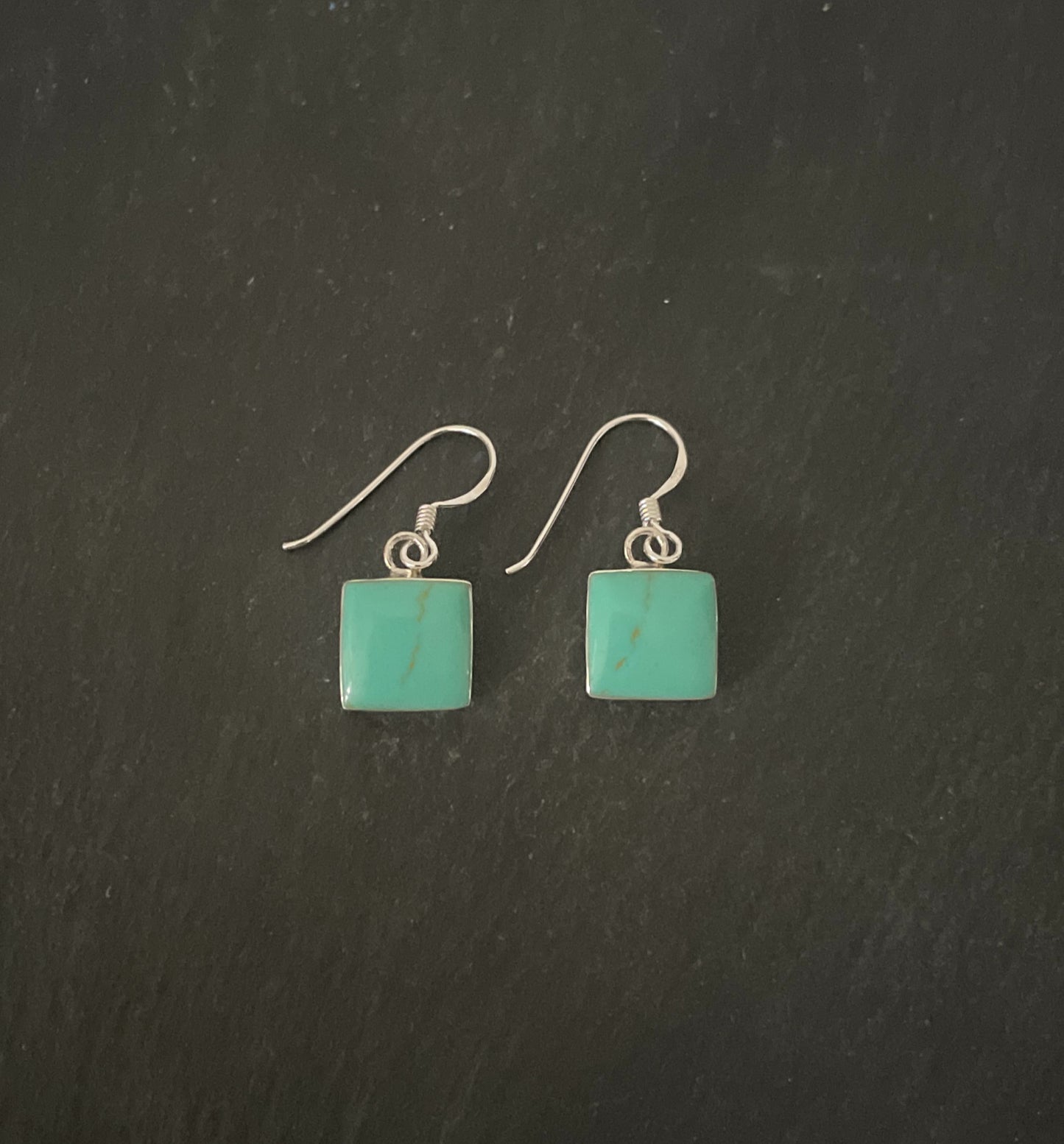 Square Turquoise and Silver Earrings image 0