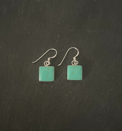 Square Turquoise and Silver Earrings image 0