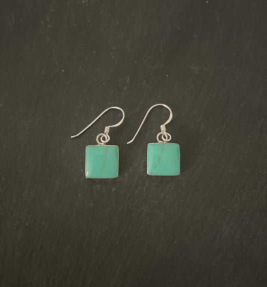 Square Turquoise and Silver Earrings image 0