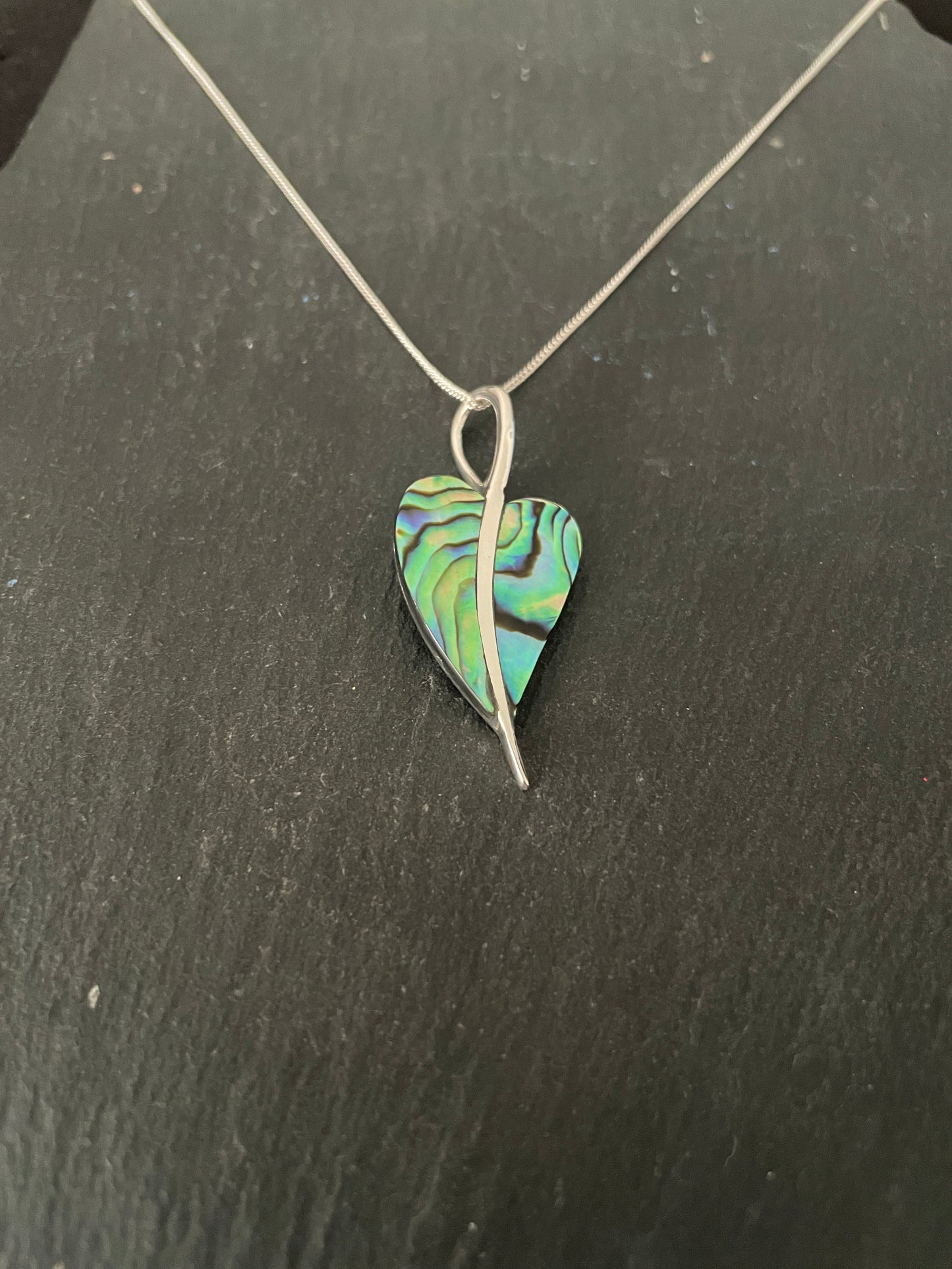 Paua Shell and Silver Heart Pendant image 1