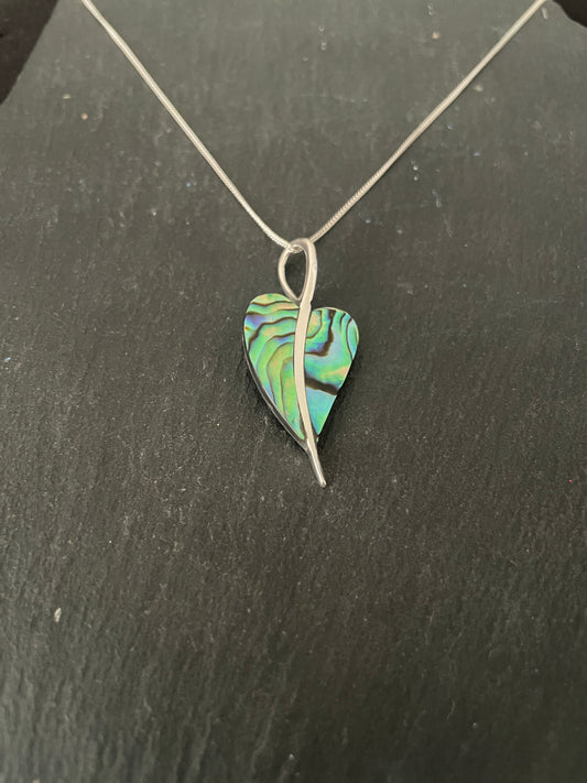 Paua Shell and Silver Heart Pendant image 1