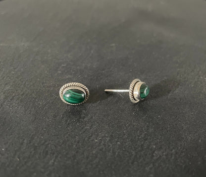 Oval Malachite Stud Earrings image 1