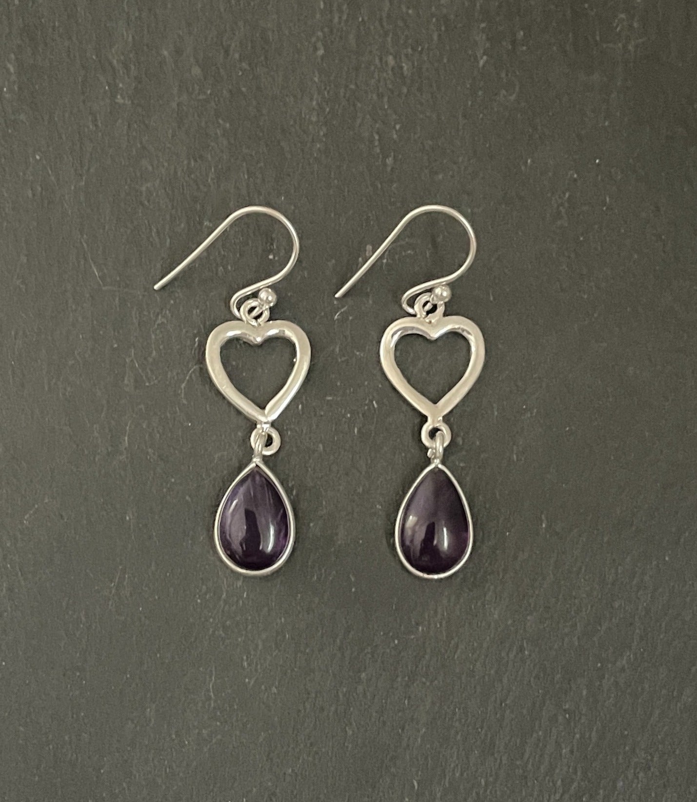 Amethyst Heart Earrings image 0