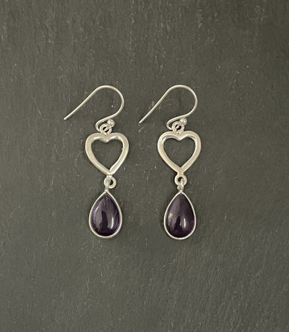 Amethyst Heart Earrings image 0