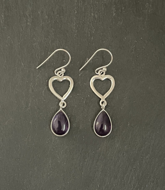 Amethyst Heart Earrings image 0
