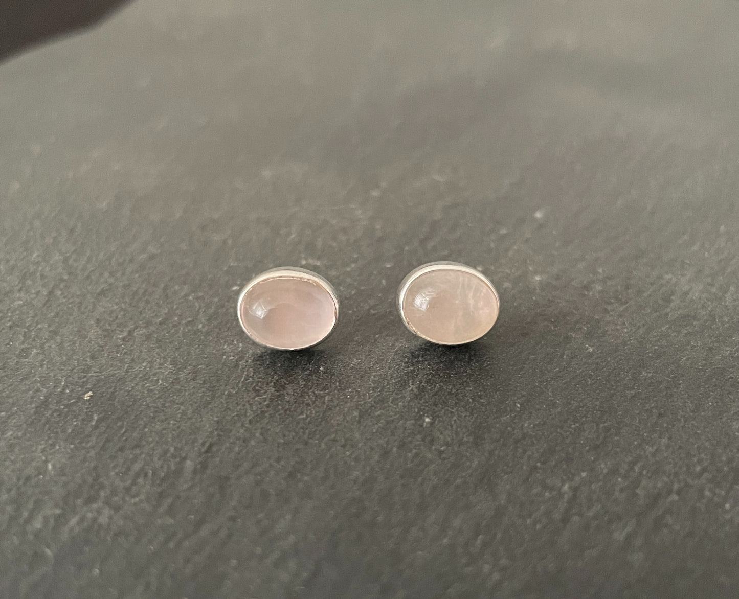 Oval Rose Quartz Studs image 0