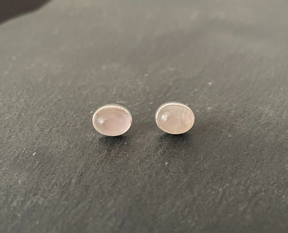 Oval Rose Quartz Studs image 0
