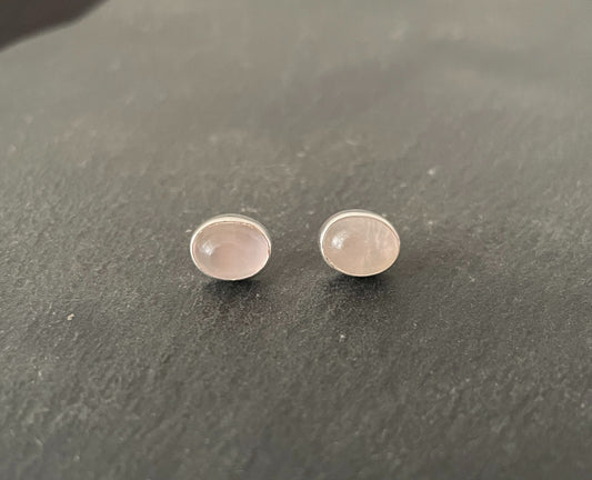 Oval Rose Quartz Studs image 0