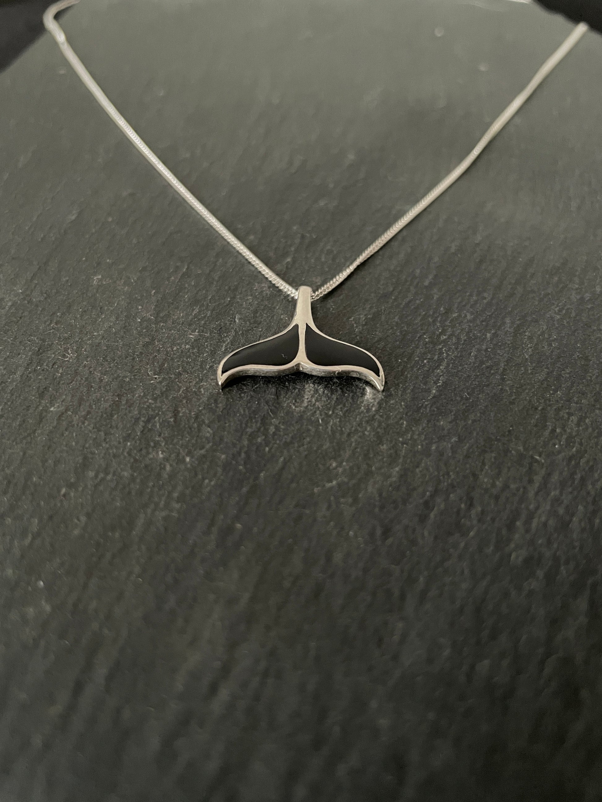 Black Onyx Whale Tail Pendant image 1