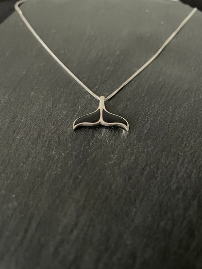 Black Onyx Whale Tail Pendant image 1