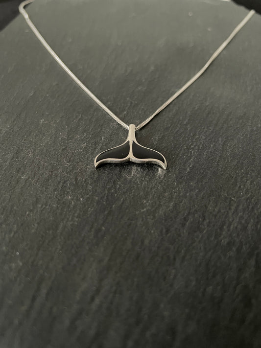 Black Onyx Whale Tail Pendant image 1