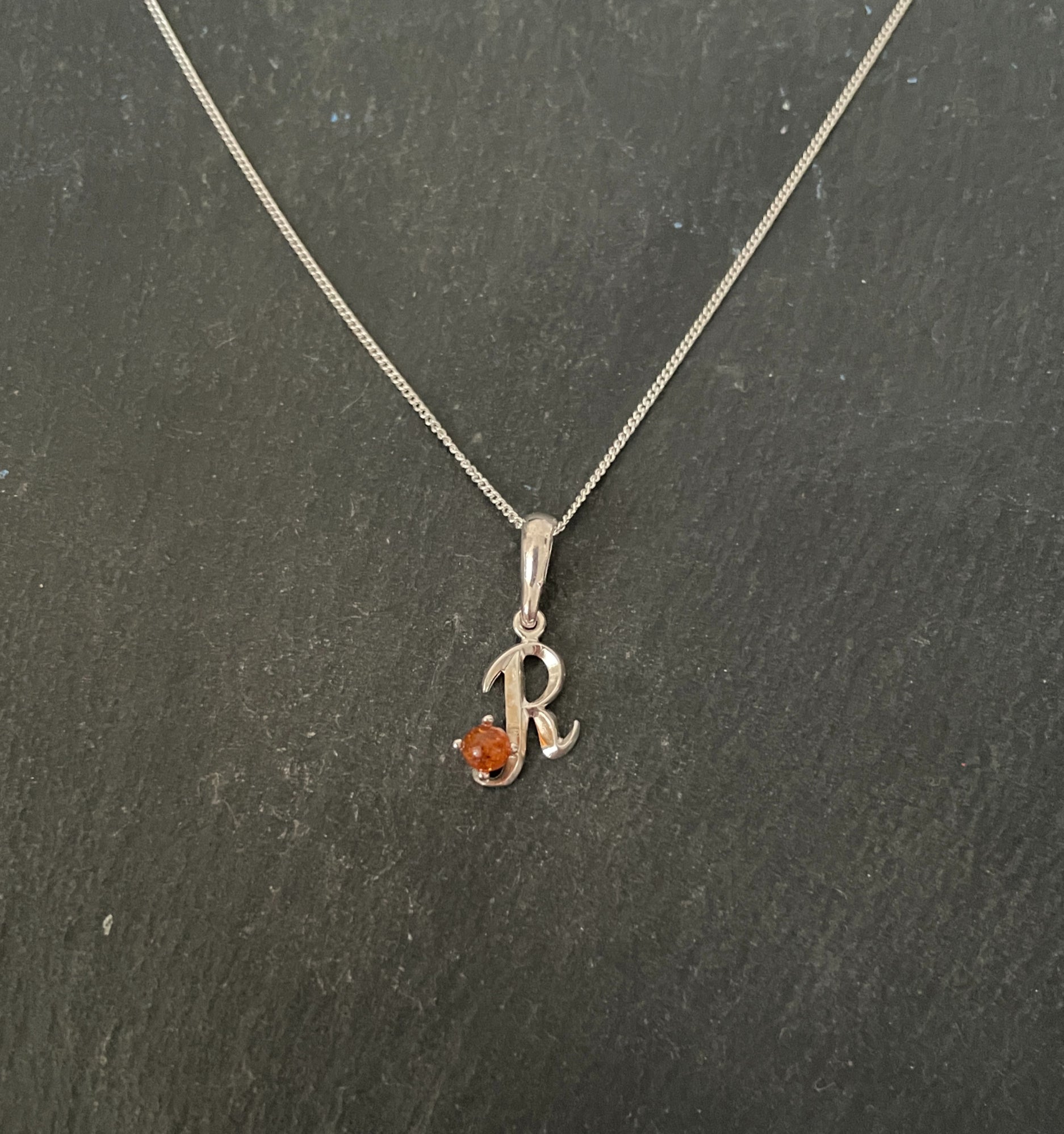 Letter R Amber Pendant image 0