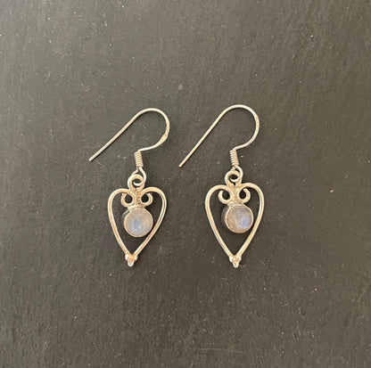 Moonstone Heart Earrings image 0
