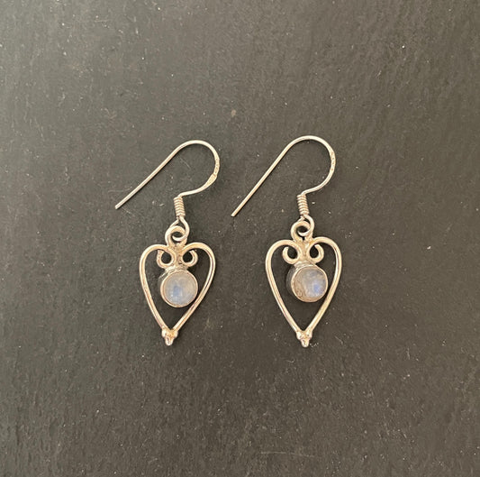 Moonstone Heart Earrings image 0