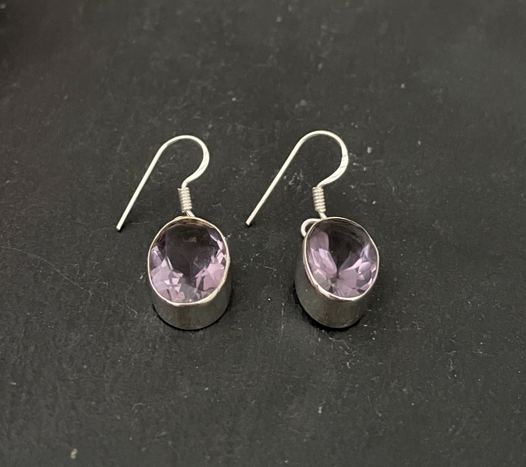 Large Amethyst Oval Drop Earrings image 1